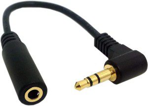 CY 10Cm 90 Degree Right Angled 3.5Mm 3Poles Audio Stereo Male to Female Extension Cable Black