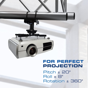 Qualgear Pro-Av QG-KIT-TA-3IN-B Projector Mount Kit Accessory with a Truss Ceiling Adapter, 3″ 1.5″, Black