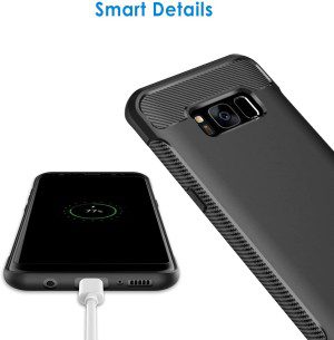 Jetech Slim Fit Case Compatible with Samsung Galaxy S8, Thin Phone Cover with Shock-Absorption and Carbon Fiber Design (Black)