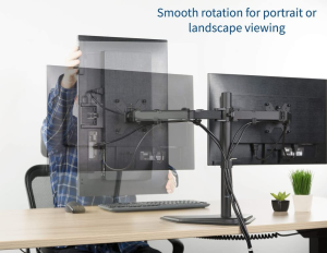 VIVO Dual Led LCD Monitor Free-Standing Desk Stand for 2 Screens up to 27 Inches, Heavy-Duty Fully Adjustable Arms with Optional Bolt-Through Grommet Mount (Stand-V002F)