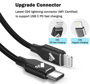 USB C to Lightning Cable 2M, [Mfi Certified] Iphone Charger Cable Power Delivery Nylon Braided USB C Iphone Cable Fast Charging for Iphone 14 13 12 11 Pro Max XR XS 10 8 7 plus 6S 6 SE, Ipad