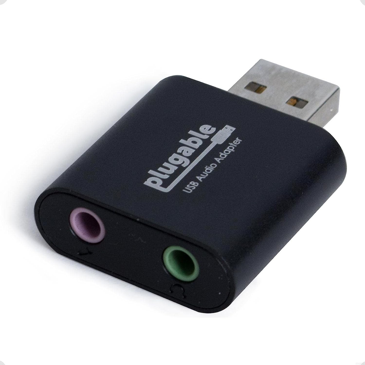 Plugable USB Audio Adapter with 3.5Mm Speaker-Headphone and Microphone  Jack, Add an External Stereo Sound Card to Any PC, Compatible with Windows,  Mac, and Linux - Driverless