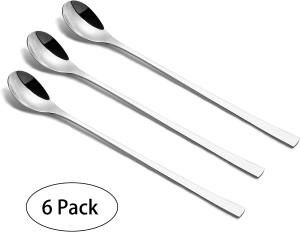 IMEEA 9 Inch Mixing Stirring Spoon for Iced Tea Coffee Ice Cream Cocktail Bar 18/10 Stainless Steel Long Handle, Set of 6