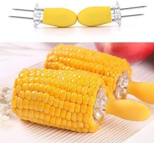 Luxerlife Corn Fork Corn Holder Set Corn Forks 4 Pairs Stainless Steel Corn on the Cob Skewers