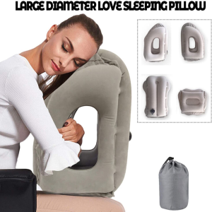 Yotsuba Travel Pillow, Inflatable Air Cushion Travel Pillow for Airplane Office Nap Neck Head Chin