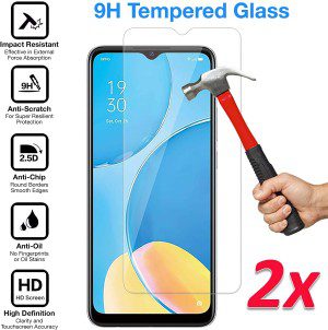 [2 Pack] MEZON Tempered Glass for OPPO A16S – 9H HD Crystal Clear Premium Screen Protector – Case Friendly, Shock Absorption (OPPO A16S, 9H HD)