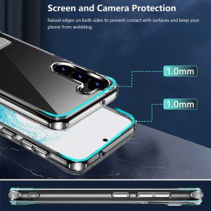 For Samsung Galaxy S23 Case with Adjustable Metal Kickstand, Areaphmet Hard PC Crystal Clear [Anti-Yellow] [Wireless Charging Compatible] Transparent Shockproof Drop Cover for Galaxy S23 Phone Case