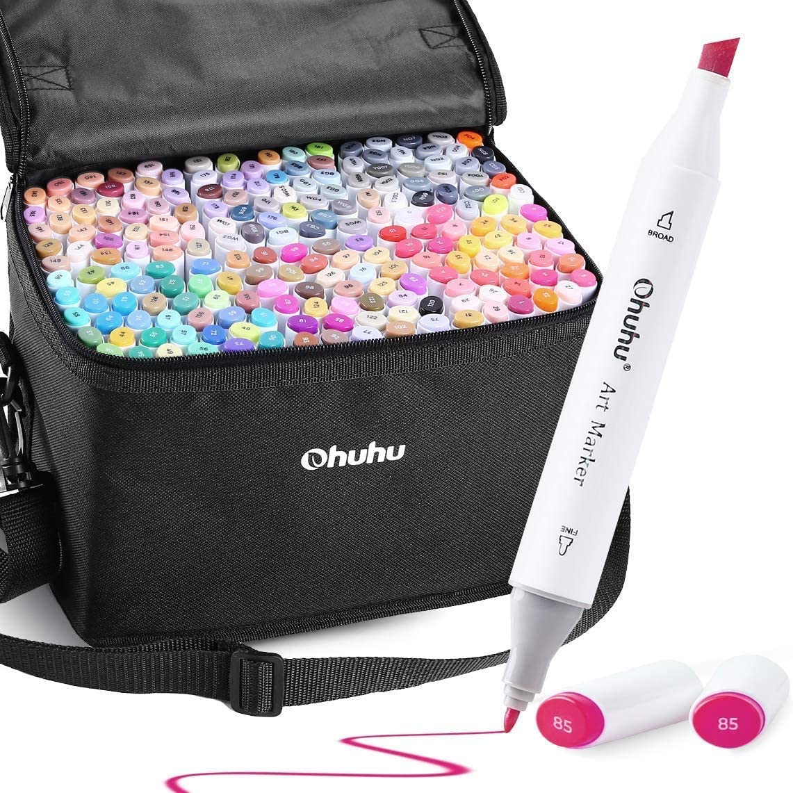 Ohuhu Art Markers Set, Dual Tips Sketch Marker Pens, 320 Unique Colors + 1  Colorless Blender + Carrying Case