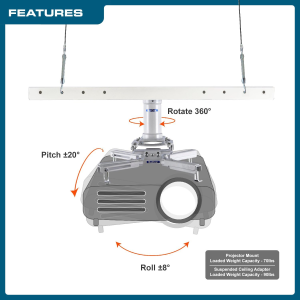 Qualgear Pro-Av QG-KIT-S2-3IN-W Projector Mount Kit Accessory Suspended Ceiling 2’X2′ Adapter, White