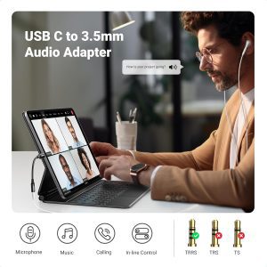 UGREEN USB C to 3.5Mm Audio Adapter Type C to Headphone Aux Jack Dongle 24Bit/96Khz Hifi DAC Cable Cord Compatible with Iphone 15 Pro Max/15 Pro/15 Plus, Ipad, Galaxy S23 Ultra, Pixel 7, Black