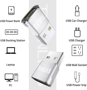 TRANLIKS USB to USB C Adapter, USB Type C Female to USB a Male Converter, Supports Charging and Data Transmission(4 Pack Silver)