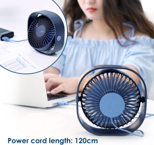 Simpeak Mini Usb Desk Fan Cooling Quiet Portable Blue USB Powered ONLY (No Battery), 3 Speed Setting 360° Adjustable Swivel for Home and Travel