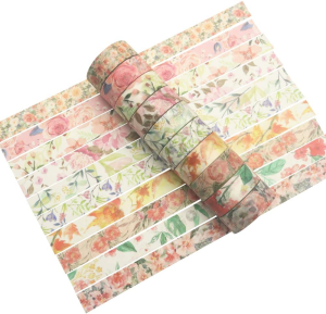 Yubbaex 10 Rolls Spring Flowers Washi Tape Set Masking Decorative Tapes (Warm Tone)