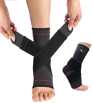 JUPITER Foot Sleeve (Pair) with Compression Wrap, Ankle Brace for Arch, Ankle Support, Football, Basketball, Volleyball, Running, for Sprained Foot, Tendonitis, Plantar Fasciitis