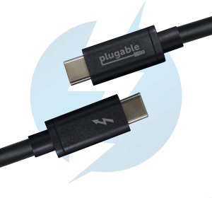 Plugable Thunderbolt 3 Cable 20Gbps Supports 100W (20V, 5A) Charging, 6.6Ft / 2M USB C Compatible [Thunderbolt 3 Certified] – Driverless