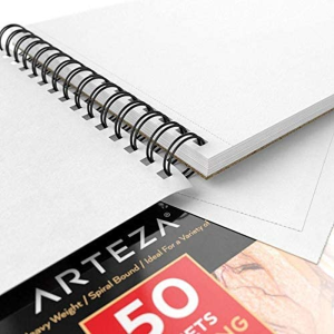 ARTEZA 8 X10 Drawing Pad, 50 Pages, Spiral Bound Artist Drawing Book, Durable Acid Free Sketch Paper (80Lb/130G), for Kids & Adults