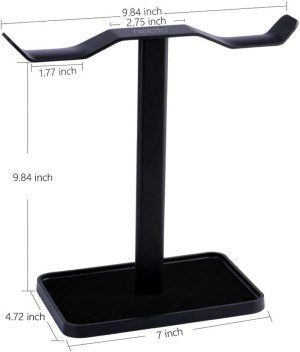 [Super Stable] Neetto HS908 Dual Headphones Stand for Desk, Aluminum Alloy & Metal Gaming Headsets Holder Hanger for Sennheiser, Sony, Audio-Technica, Bose, Beats, Akg, Display Mount