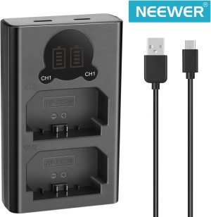 Neewer Dual USB Charger for Sony NP-FZ100 Battery, Compatible with Sony ZV-E1, FX3, FX30, A1, A9 II, A7R V, A7S III, A7 IV, A6600, A7C Cameras, Designed with LCD Display, Versatile Charging Options