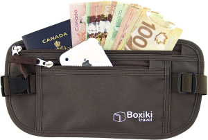 Boxiki Travel Hidden Money Belt for Men & Women – RFID Blocking Waist Pack for Passport, Wallet & Phone – Safe and Secure for Travel