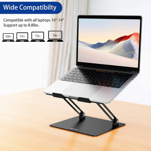 BESIGN LS10 Aluminum Laptop Stand, Ergonomic Adjustable Notebook Stand, Riser Holder Computer Stand Compatible with Air, Pro, Dell, HP, Lenovo More 10-14″ Laptops, Black