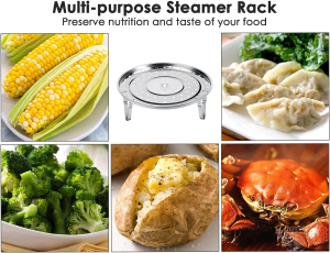 Steamer Rack 304 Stainless Steel Steaming Rack Steam Tray with Removable Legs for Steamer Cookware Instant Pressure Cooker Multi-Functional Steamer Basket (8.5In (22Cm))