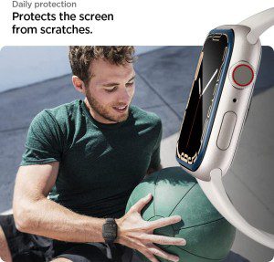 SPIGEN Proflex EZ Fit Tempered Glass Screen Protector Designed for Apple Watch Series 9/8/7 (41Mm) [2-Pack] – Black