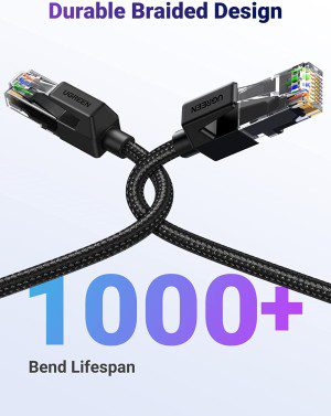 UGREEN Cat 6 Ethernet Cable Braided Gigabit Network Cord High Speed 1000Mbps Internet Cords Shielded Rj45 Cat6 Cables LAN Wire Compatible with PS5 PS4 Xbox One Wifi Extender TV Box Switch Router 3M