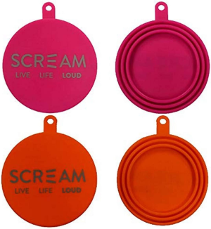 Scream 49-SDC04139 Silicone Pet Food Can Cover 2Pk, Loud Pink & Orange, 10.8Cm