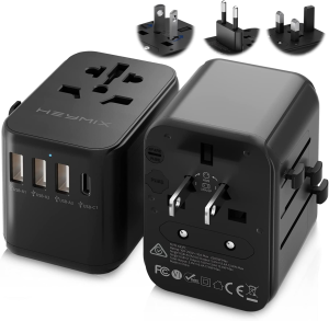 HEYMIX International Travel Adapter, Universal Adapter Travel Plug, 4-Port USB & Type-C All in One European, UK, USA, Bali, India to AUS World Travel Power Plug over 200 Countries for Phone & Laptop