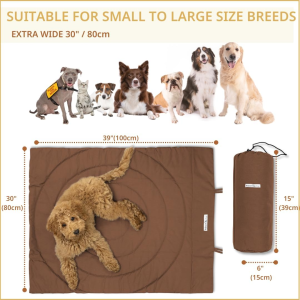 Portable Outdoor Dog Bed Mats – Waterproof & Foldable Pet Bed for Travel, Camping, Grooming & Training – 100X80Cm with Carry Bag – Durable, Washable & Lightweight Dog Mat for Sleeping – Brown