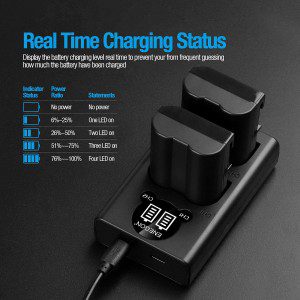 ENEGON EN-EL15 /En-El15A/En-El15B/En-El15C Battery Charger Set (1900Mah, 2 Pack), Smart LED Dual USB Charger Kit, Compatible with Nikon Z6, Z7,D780,D500, D600, D610, D750, D800, D810, D850, D7100