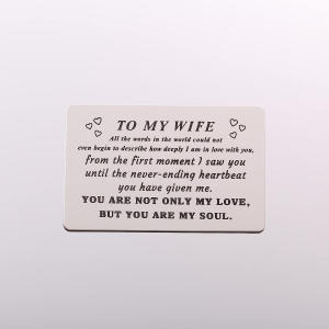 HAMYUTA to My Wife Card Gifts from Husband Stainless Steel Engraved Wallet Card I Love You Gifts for Wife Anniversary Valentines Day Card for Her Birthday Christmas Presents from Husband (Wife)