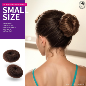 Donut Hair Bun Maker 7 Pieces, Teenitor Ring Style Bun Maker Set with (1 Extra-Large, 2 Large, 2 Medium and 2 Small), 5 Pieces Hair Elastic Bands, 20 Pieces Hair Pins, Dark Brown