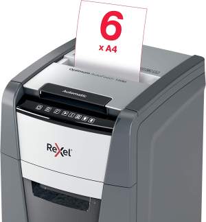 Rexel Optimum Auto Feed+ 100 Sheet Automatic Micro Cut Paper Shredder, P-5 Security, Home/Home Office, 34 Litre Removable Bin, 2020100MAU