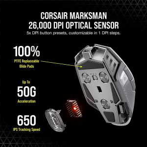 CORSAIR M65 RGB Ultra Wireless White, Tunable FPS Wireless Gaming Mouse (CH-9319511-AP2)