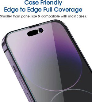 Amfilm Onetouch for Iphone 14 Pro 6.1″ 2022 Privacy Screen Protector 2 Pack 9H Tempered Glass anti Spy Private Edge to Edge Full Coverage with Easy Installation Kit