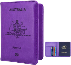 Passport Holder Travel Cover Case, T Tersely Leather RFID Blocking Passport Travelling Wallet Holder ID Credit Cards Cover Case for Passport (Purple)