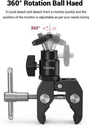 SMALLRIG Super Clamp Mount with Ball Head Mount Hot Shoe Adapter and Cool Clamp – 1124