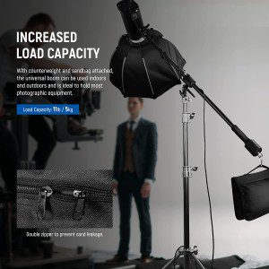 NEEWER Tripod Boom Arm, 35″ to 61″ (89 to 155Cm) with 1.5Kg Counterweight and Sandbag, 1/4″ Screw Compatible with Softbox, Studio Light, Flash, Umbrella, Ring Light, Max Load 5Kg