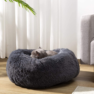 Stormhero Dog Bed Calming Pet Bed, anti Anxiety Cozy Pet Bed Plush Cuddler Soft Puppy Sofa, Cat Cushion Machine Donut anti Anxiety Pet Cushion for Cat, Puppy, Medium Pet, 60Cm, Grey