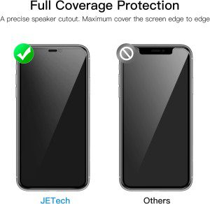 Jetech Privacy Full Coverage Screen Protector for Iphone 11 Pro Max/Xs Max 6.5-Inch, Anti-Spy Tempered Glass Film, Edge to Edge Protection Case-Friendly, 2-Pack