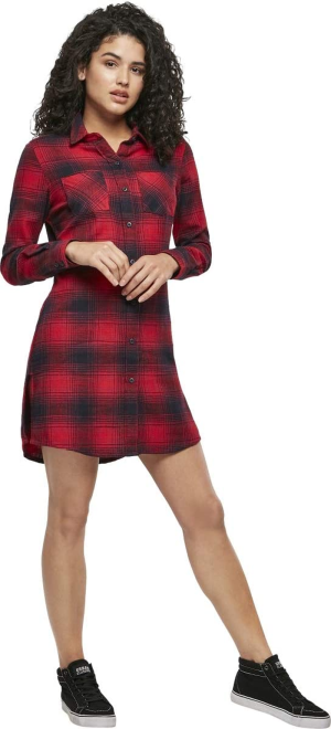 Urban Classics Women’S Ladies Check Shirt Dress, Dark Blue/Red