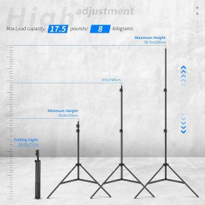 Neewer Photography Light Stand, 3-6.6Ft/92-200Cm Adjustable Sturdy Tripod Stand for Reflectors, Softboxes, Lights, Umbrellas, Load Capacity: 17.6Lb/8Kg​