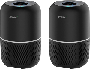 AROVEC Air Purifier Smart True HEPA Filter, Air Cleaner for Allergies, Smokers, Pets, Pollen, Dust, Odour Eliminators for Bedroom, Smart Air Quality Sensor, 2-Yr Warranty, AV-P300, White.