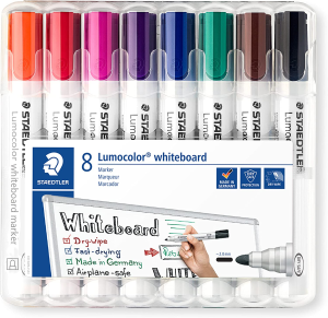 Staedtler Lumocolor Whiteboard 351 Bullet Tip Marker, Assorted (Pack of 8)