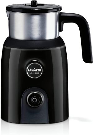 Lavazza, a Modo Mio Milkup Frother, Electric Milk Frother, Ideal for Cappuccino, Hot Chocolate and Coffee, with Stainless Steel Container, Multifunction Button, ABS Coating and Whisk Storage Lid