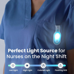 Clipglow Portable Rechargeable Light for Nurses, 4 Mode & Light Settings, 8-12 Hours of Use, Bright and Lightweight, Pink