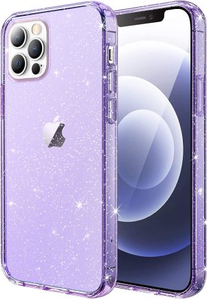 Jetech Glitter Case for Iphone 12/12 Pro, 6.1-Inch, Bling Sparkle Shockproof Phone Bumper Cover, Cute Sparkly for Women and Girls (Light Purple)