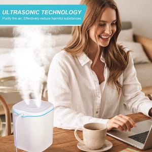 SPURUPS Humidifiers for Bedroom, 2L Cool Mist Humidifier for Bedroom, USB Portable Desk Humidifier, Quiet Ultrasonic Humidifier with 2 Mist Modes and 7-Color Light, Auto Shut-Off, for Travel & Home.