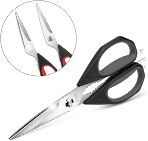 LIVINGO Kitchen Scissors, 2 Pack 9.25″ Utility All Purpose Poultry Shears Heavy Duty Dishwasher Safe, Come Apart Sharp Stainless Steel Cooking Food Scissors for Cutting Meat, Chicken, Vegetable, Fish